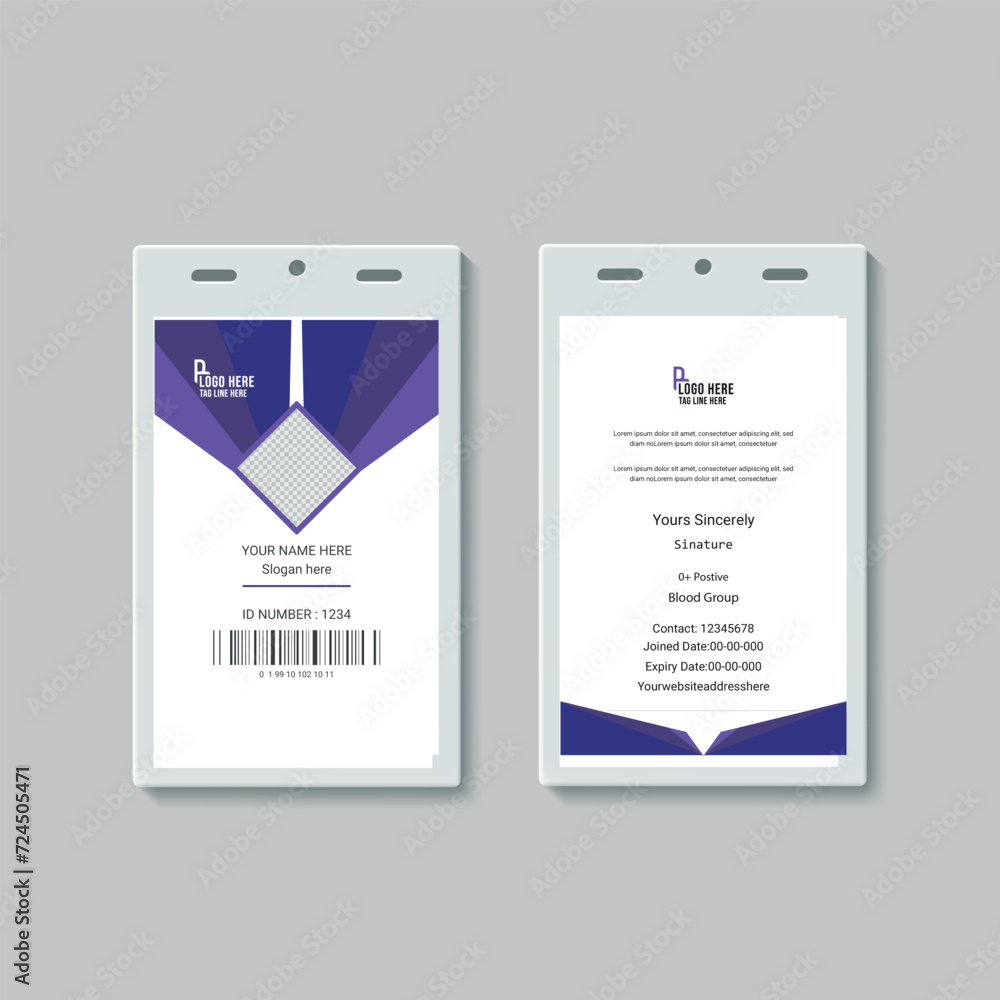 Modern corporate Identity Card Employee, office, modern, clean, ID Card Design Template. Modern corporate Identity Card Employee, office, modern, clean, ID Card Design Template.