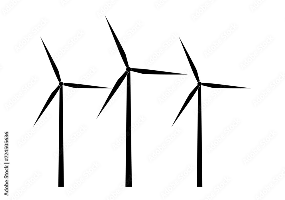Icono negro de aerogeneradores o molinos de viento. Icono negro de aerogeneradores o molinos de viento.