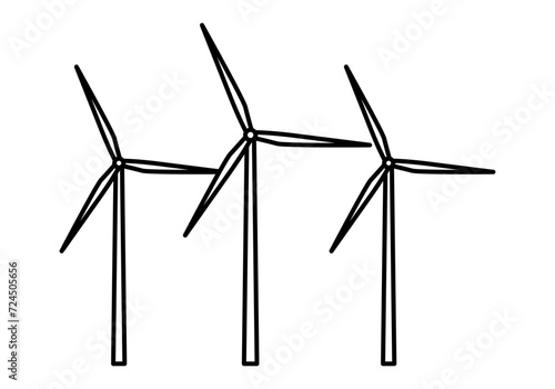 Icono negro de aerogeneradores o molinos de viento.