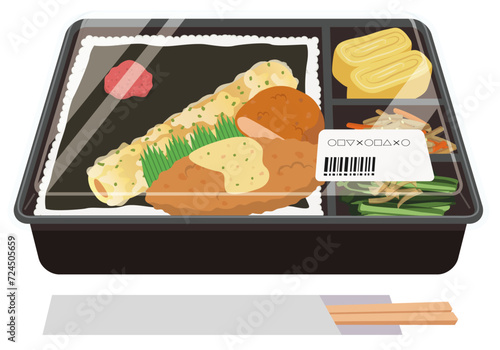 お弁当_コンビニ弁当_のり弁当_フタ・割り箸付き
