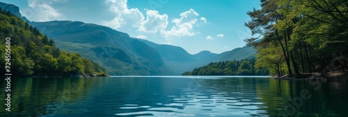 Beautiful photo of a mountain lake backgroud for background