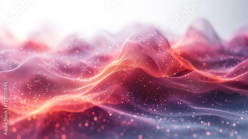 Beautiful Abstract Dotted Wave in Pink Purple and Orange on White Background
