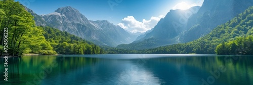 Beautiful photo of a mountain lake backgroud for background