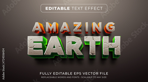 Editable text effect in glowing stone rock style