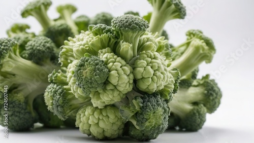 broccoli on white background in close up photo