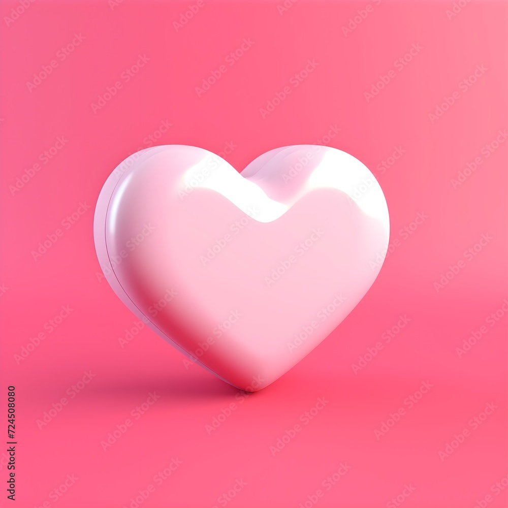3D rendering heart shape on pink background