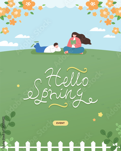 따뜻한 봄 일러스트 템플릿 01
