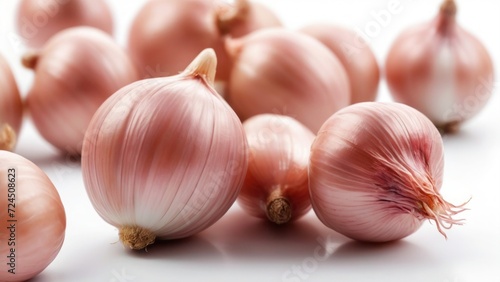 onions or shallots with white backgrounnd in close up photo photo