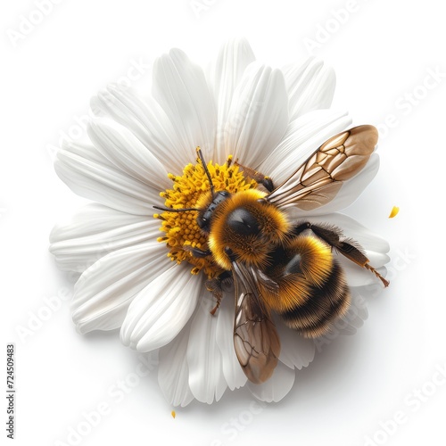 Flower Bee Blur Background On White Background, Illustrations Images