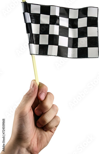 Waving Checkered flags, isolated on transparent background. PNG