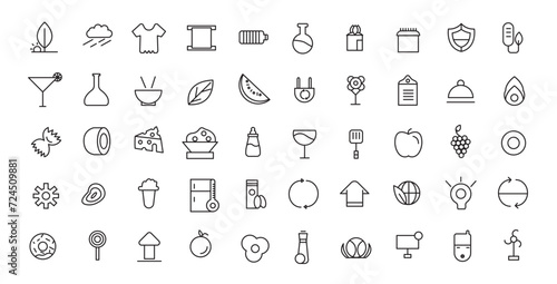 Food and restaurant service icons set eco equipment collection
