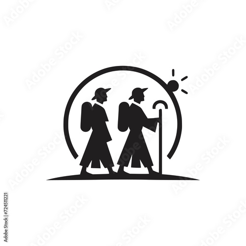 two people religion pilgrim logo vector illustration template design