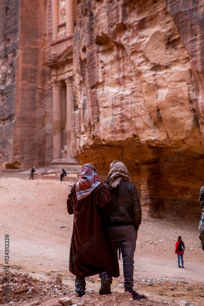 Beauty of rocks and ancient architecture in Petra, Jordan. Ancient temple in Petra, Jordan.