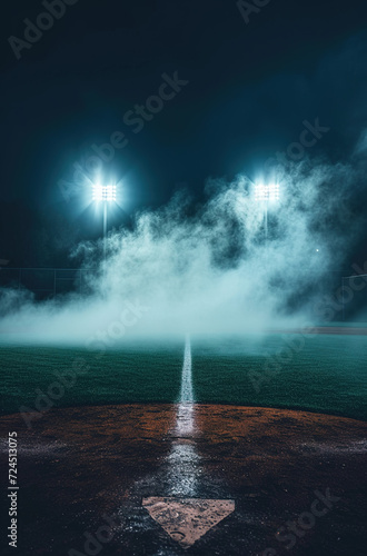 Baseball field in a cold atmosphere, generative ai © ketkata