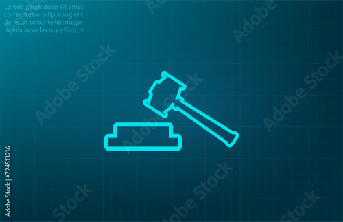 Judge's gavel, auction symbol. Vector illustration on blue background. Eps 10.