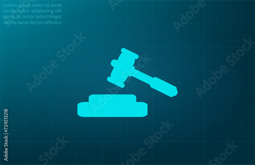 Judge's gavel, auction symbol. Vector illustration on blue background. Eps 10.