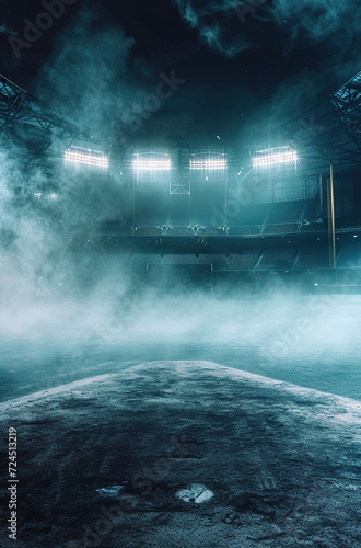 Baseball field in a cold atmosphere, generative ai