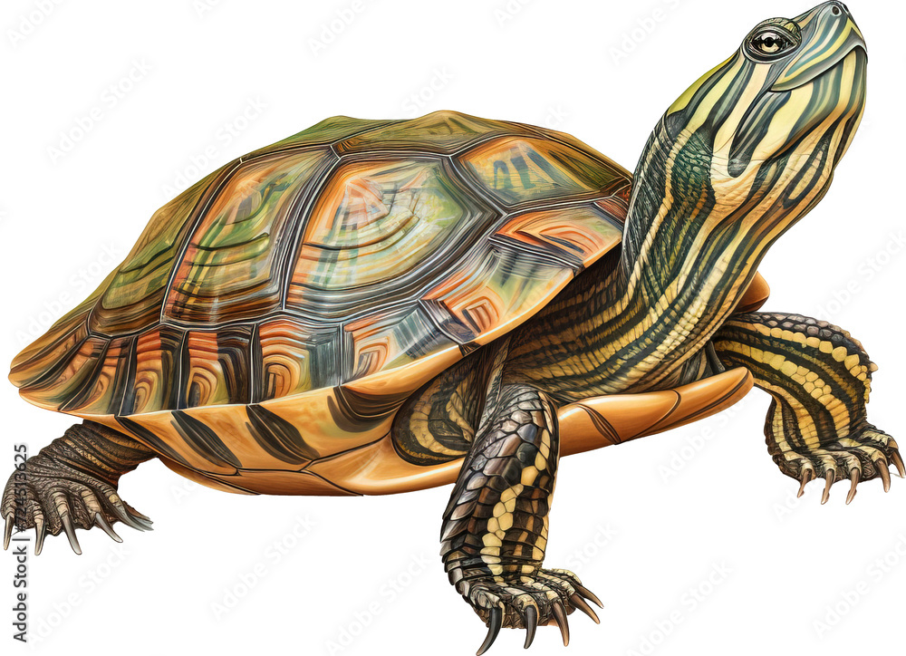 Meso-American slider turtle (Trachemys venusta). isolated on transparent background. PNG