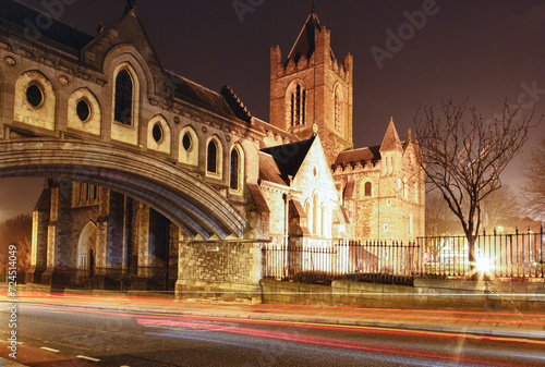 Christ Church Cathedral in Dublin by night