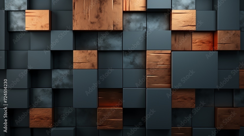 High quality 3d cube abstract dark and gold background with minimalist geometric shapes, banner High quality 3d cube abstract dark and gold background with minimalist geometric shapes, banner