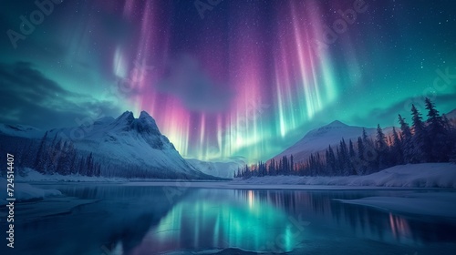 Aurora Magic: Northern Lights with Gentle Green and Purple Hues © Tessa