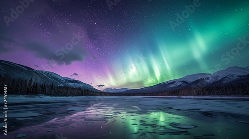 Aurora Magic  Northern Lights with Gentle Green and Purple Hues