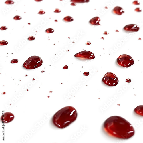 Red raindrops isolated on transparent background. PNG