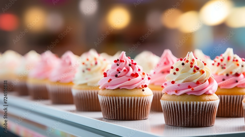 Delicious display of cupcakes with vibrant icing, each decorated uniquely, ready for a festive celebration