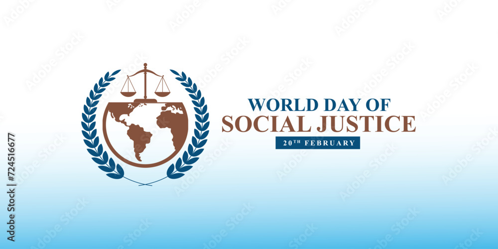 Editable design of World Social Justice Day to promote social justice, including efforts to address issues such as poverty, and gender equality. International Justice Day. Vector illustration