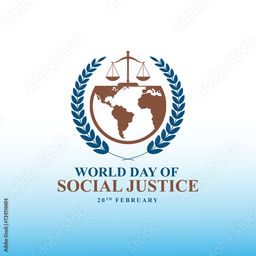 Editable design of World Social Justice Day to promote social justice, including efforts to address issues such as poverty, and gender equality. International Justice Day. Vector illustration