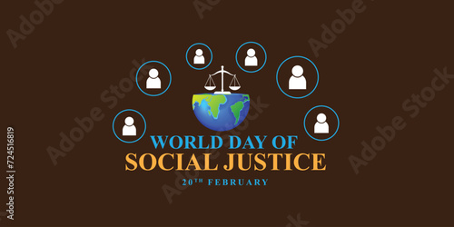 Editable design of World Social Justice Day to promote social justice, including efforts to address issues such as poverty, and gender equality. International Justice Day. Vector illustration