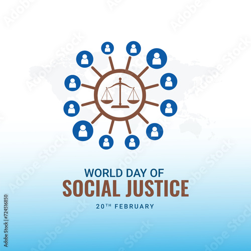 Editable design of World Social Justice Day to promote social justice, including efforts to address issues such as poverty, and gender equality. International Justice Day. Vector illustration