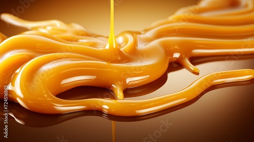 Delicious melted caramel toffee background with swirl effect for confectionery ads and designs