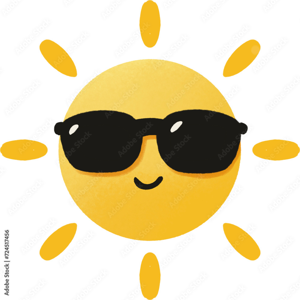 The sun is wearing sunglasses on summer hot The sun is wearing sunglasses on summer hot