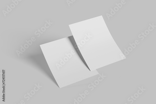 Blank white a6 postcard mockup with texture and shadow isolated on white background. 3d rendering