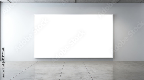 Blank picture hanging on gallery wall, empty mockup for custom design
