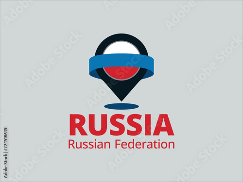 Russian Federation Flag and Loation Pin