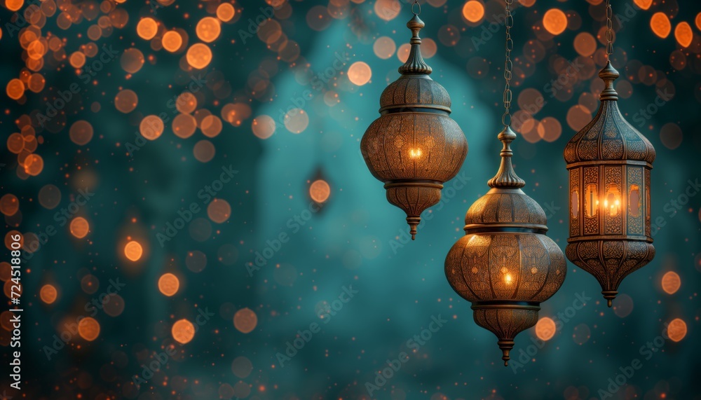 lanterns hanging from a tree with lights in the blur background lanterns hanging from a tree with lights in the blur background
