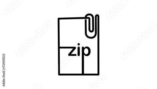 Attached zip file, black isolated silhouette