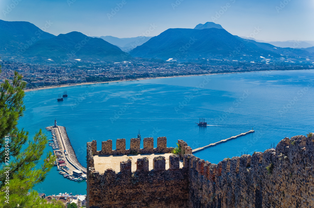 Aerial view over bay of Alanya, Turkey.
