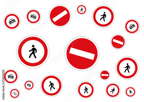 Fond interdit panneau signalisation barré non pieton voiture velo