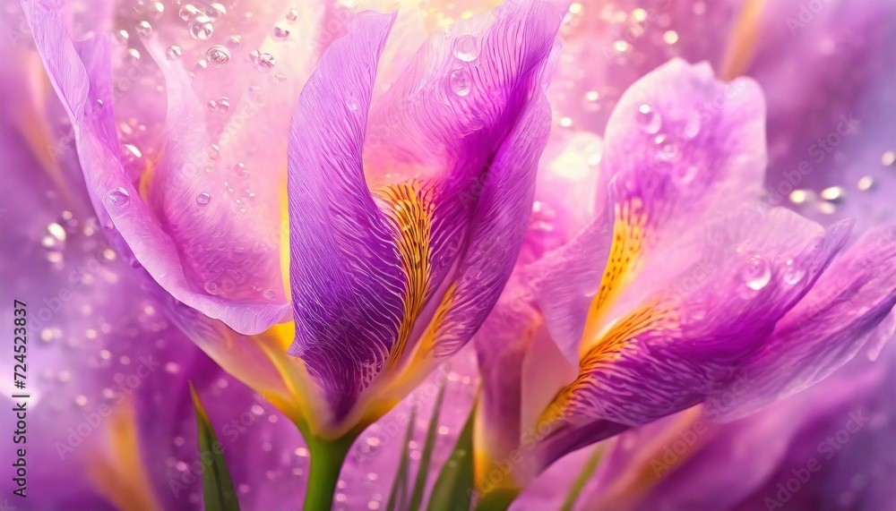 macro abstract liquid background with pink irises