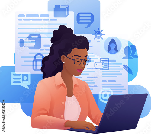 Woman Job Writing Online Re...
