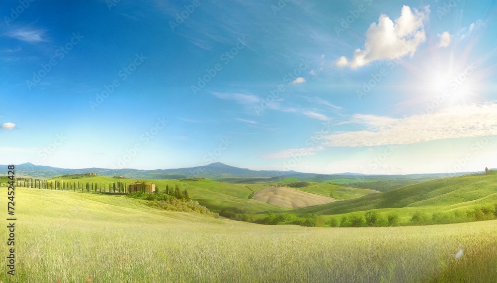 beautiful tuscan landscape in italy on a sunny day at summer