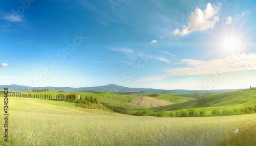 beautiful tuscan landscape in italy on a sunny day at summer