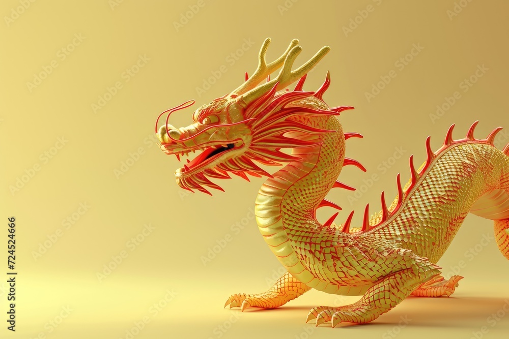 Traditional 3d chinese dragon illustration. 3d character dragon bright colors Banner chinese dragon 2024. New Year of the Dragon 2024