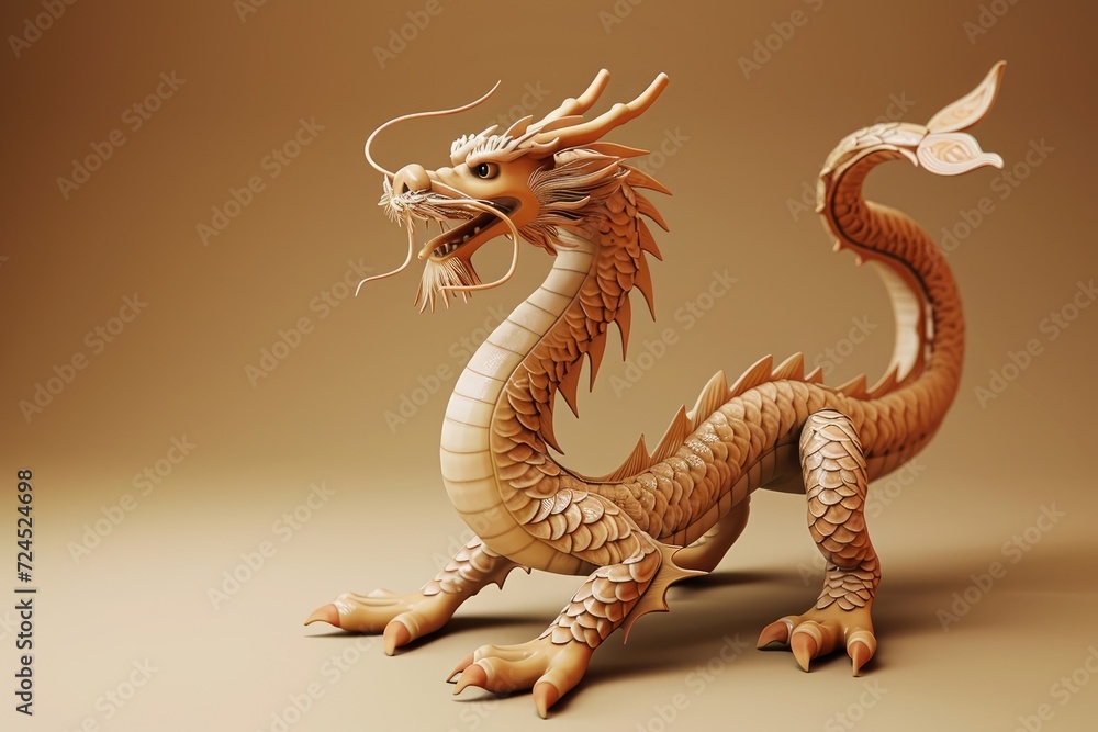Obraz premium Traditional 3d chinese dragon illustration. 3d character dragon bright colors Banner chinese dragon 2024. New Year of the Dragon 2024