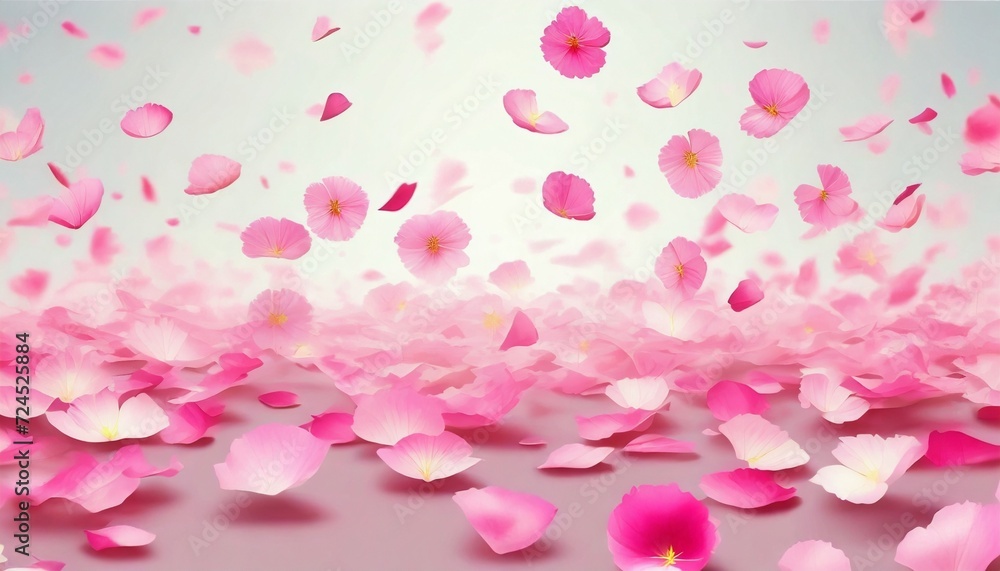 dance of floating pink petals in the air cut out