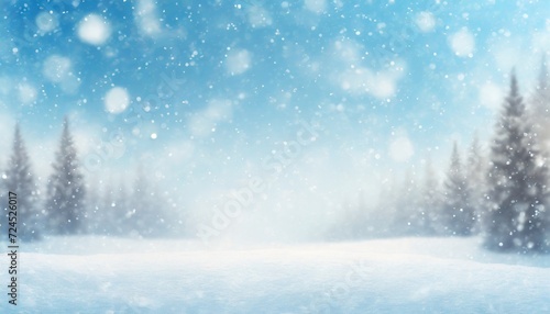 empty snowy winter christmas background with copy space © Wendy