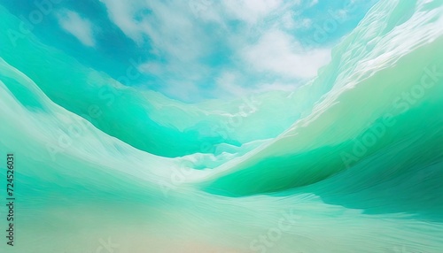 a tranquil union of mint green and seafoam blue abstract shape  photo